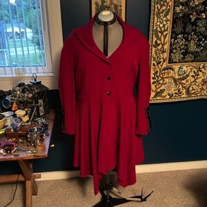 Steampunk ChicStar Candy Culture Burgundy Jacket With Lace Up Sleeves In 22.